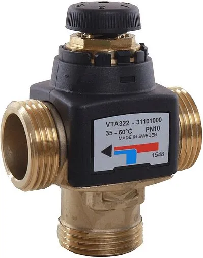 Трехходовой термостатический смесительный клапан 1&quot; +35...+60°С Kvs 1.6 ESBE VTA322 3110 10 00