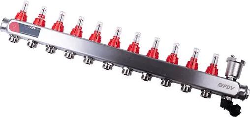 Группа коллекторная с расходомерами 11 отводов 1&quot;в/в x ¾&quot;ек FDV S1103C-2/11