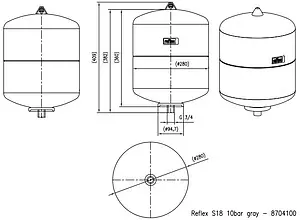 Гидроаккумулятор Reflex S 18л 10 бар 8704100 Гидроаккумулятор Reflex S 18л 10 бар 8704100, 2
