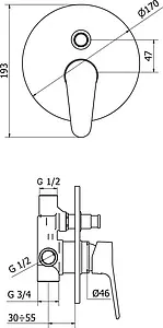 Смеситель для ванны скрытого монтажа Cezares Peonia хром PEONIA-VDIM-01 Смеситель для ванны скрытого монтажа Cezares Peonia хром PEONIA-VDIM-01, 2