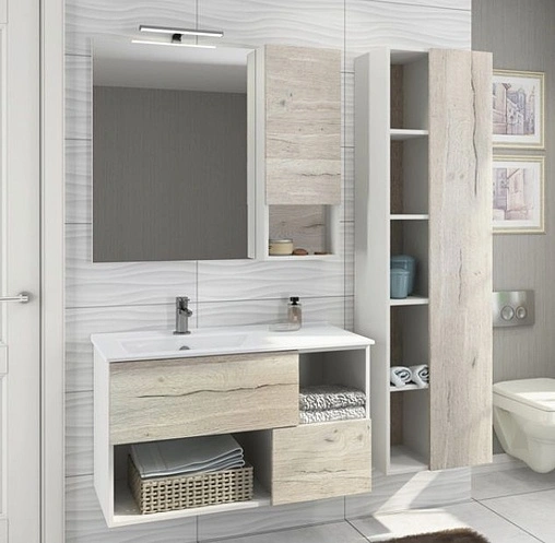 Шкаф-пенал напольный Comforty Ганновер 45 дуб дымчатый/белый 00004142377CF