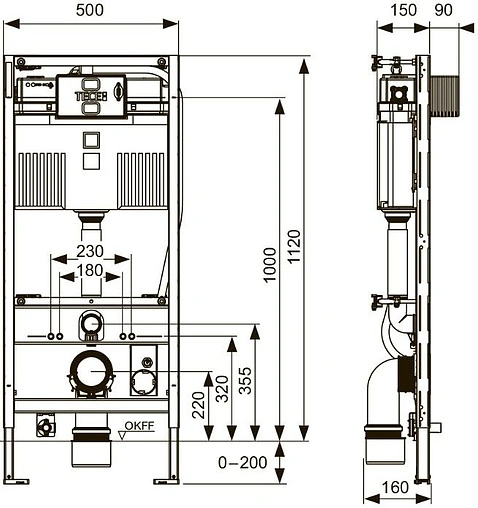 Инсталляция для подвесного унитаза TOTO Neorest Washlet (WC) AC 2.0/EW 2.0 TECEprofil 9300344