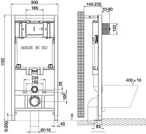 Инсталляция для подвесного унитаза Set 3 в 1 Lemark Peneda+Bit 9880110 с кнопкой хром глянцевый Инсталляция для подвесного унитаза Set 3 в 1 Lemark Peneda+Bit 9880110 с кнопкой хром глянцевый, 2