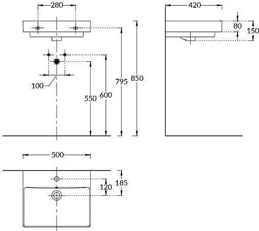 Раковина Kerama Marazzi Pro 50 белый PROR.wb.50