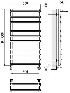 Полотенцесушитель водяной лесенка Terminus Ватра с/п П10 500х1000 полированная сталь 4670078529497, 2