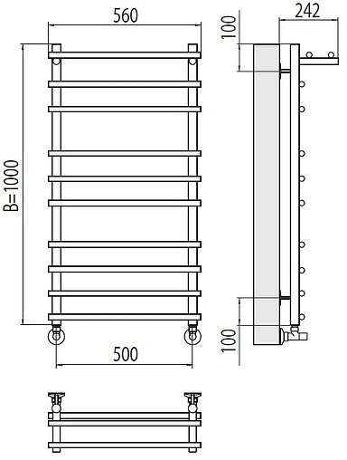 Полотенцесушитель водяной лесенка Terminus Ватра с/п П10 500х1000 полированная сталь 4670078529497