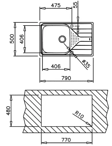 Мойка кухонная Teka Universe 50 T-XP 1B 1D MAX POLISHED нержавеющая сталь полированная 115110017
