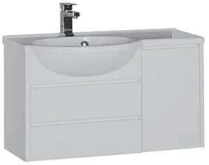 Тумба-умывальник подвесная Aquanet Лайн 90 L белый 00164936+00165033 Тумба-умывальник подвесная Aquanet Лайн 90 L белый 00164936+00165033, 1