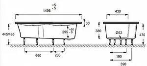 Ванна акриловая Jacob Delafon Bain-Douche NEO 150x80 L белый Ванна акриловая Jacob Delafon Bain-Douche NEO 150x80 L белый, 3