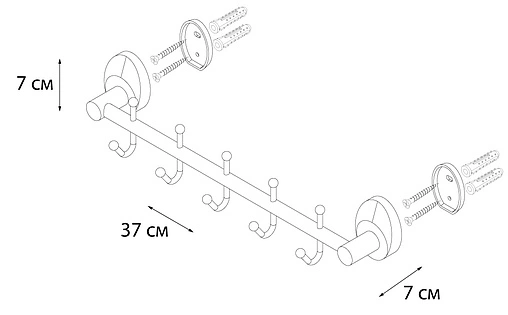 Планка с 5-ю крючками Fixsen Europa хром FX-21805-5