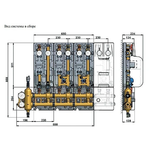 Коллектор модульный 1¼&quot;в x 1¼&quot;нг x 1¼&quot;в Valtec Varimix VT.VAR30.G.07