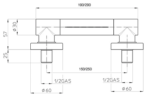 Лейка верхнего душа Bossini Cascata-Wall 250 бронза I00271.022