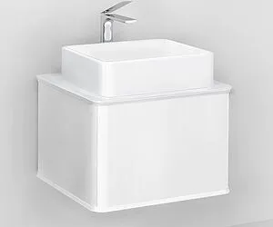 Тумба-умывальник подвесная Jorno Pastel 58 белый жемчуг Pas.01.58/P/W+MLN-7050H Тумба-умывальник подвесная Jorno Pastel 58 белый жемчуг Pas.01.58/P/W+MLN-7050H, 3