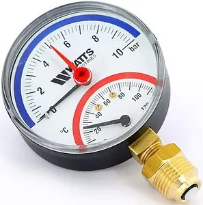 Термоманометр радиальный Watts F+R828 80мм 10 бар 120°С ½&quot; 10025525, 2