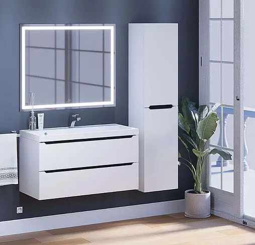 Тумба под умывальник подвесная Uperwood UPD Tanos 100 белый с графитовыми вставками 2930205144