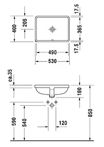 Раковина Duravit Starck 3 49 белый 0305490000 Раковина Duravit Starck 3 49 белый 0305490000, 2