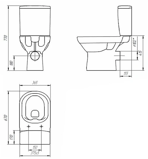 Унитаз-компакт безободковый Cersanit City Clean On белый S-KO-CIT011-3/5-COn-S-DL-w