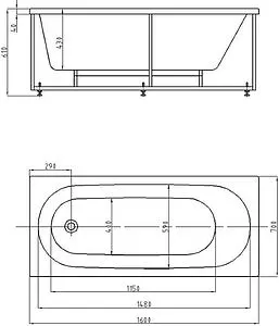 Ванна акриловая Aquatek Оберон 160х70 L с фронтальной панелью, с каркасом (разборный) OBR160-0000026 Ванна акриловая Aquatek Оберон 160х70 L с фронтальной панелью, с каркасом (разборный) OBR160-0000026, 2