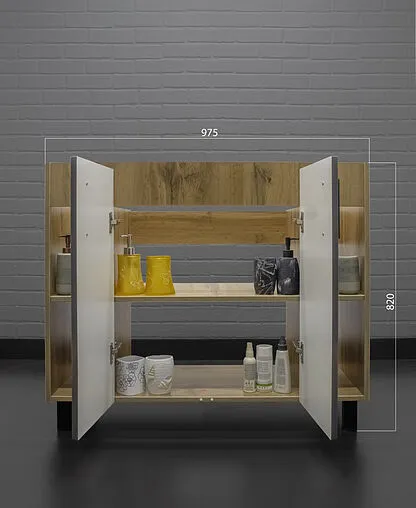 Тумба под умывальник напольная Домино Craft 100 графит/дуб вотан DCr2205T