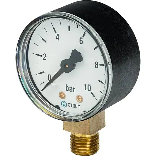 Манометр радиальный Stout 50мм 10 бар ¼&quot; SIM-0010-501008