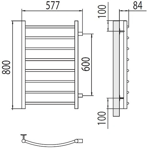 Полотенцесушитель водяной лесенка Terminus Классик П8 500х800 бп600 полированная сталь 4670078530264