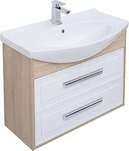 Тумба-умывальник Aquanet Остин 85 белый/дуб сонома 00252677+00185346, 1