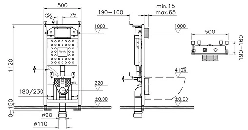 Инсталляция для подвесного унитаза VitrA V12 762-5800-01 Инсталляция для подвесного унитаза VitrA V12 762-5800-01