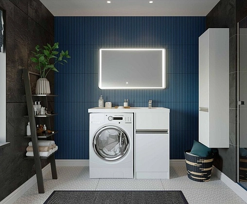 Тумба под умывальник напольная над стиральной машиной Aquaton Лондри 40 белый 1A236001LH010