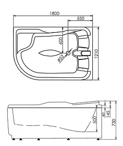 Ванна акриловая с гидромассажем Gemy 180x121 R G9083 B R, 2