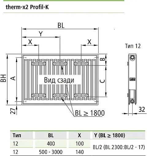 Радиатор стальной панельный Kermi Profil-K Therm-x2 тип 12 400 x 2000 мм FK0120402001N2Y Радиатор стальной панельный Kermi Profil-K Therm-x2 тип 12 400 x 2000 мм FK0120402001N2Y