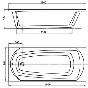 Ванна акриловая Vagnerplast Ebony 160x75 VPBA160EBO2X-04, 2