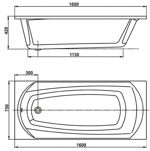 Ванна акриловая Vagnerplast Ebony 160x75 VPBA160EBO2X-04