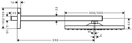 Лейка верхнего душа с настенным креплением Hansgrohe Raindance E 300 1jet белый матовый 26238700