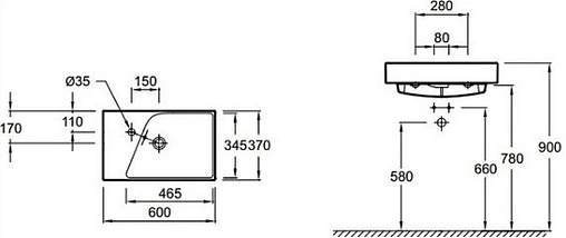 Раковина Jacob Delafon Rythmik 60 белый XR112K-00