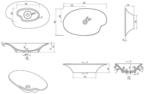 Раковина Aquanet Desire V45-N 65 белый матовый 00198936