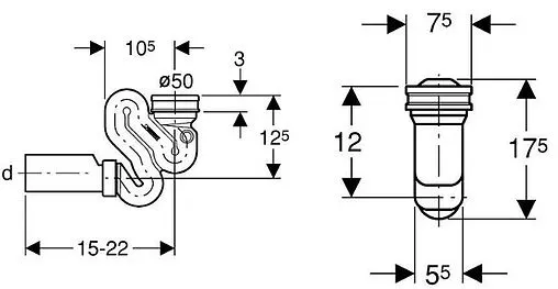 Сифон для писсуара Geberit 152.942.11.1 Сифон для писсуара Geberit 152.942.11.1