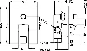 Смеситель для ванны скрытого монтажа Cezares Molveno хром MOLVENO-VDIM-01-Cr, 2