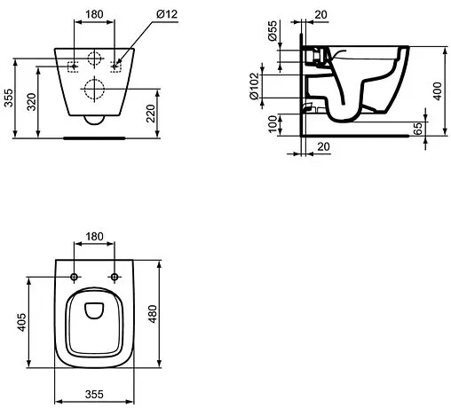Комплект 4 в 1 Ideal Standard I.Life S RimLS+ I452901