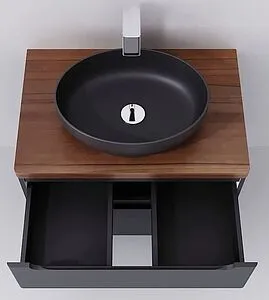 Тумба под умывальник подвесная Jorno Wood 80 серый wood.01.80/P/GR Тумба под умывальник подвесная Jorno Wood 80 серый wood.01.80/P/GR, 2