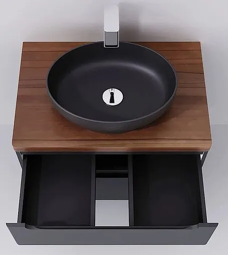 Тумба под умывальник подвесная Jorno Wood 80 серый wood.01.80/P/GR Тумба под умывальник подвесная Jorno Wood 80 серый wood.01.80/P/GR