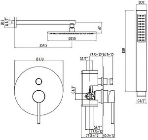 Душевая система со смесителем для душа Gattoni Circle Two хром 9190/PDC0 Душевая система со смесителем для душа Gattoni Circle Two хром 9190/PDC0, 2