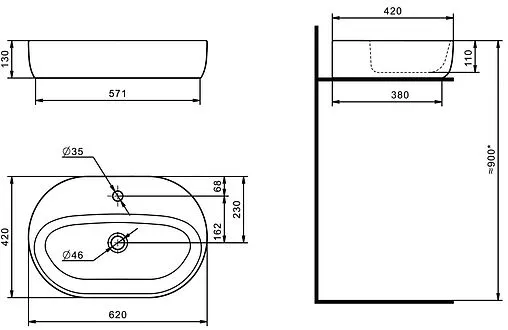 Тумба-умывальник подвесная Aquaton Либерти 75 дуб эльвезия 1A2795K5LY010