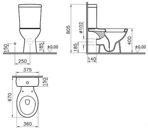 Унитаз-компакт Norm Nord белый 9845B099-7201