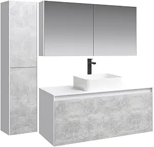 Тумба-умывальник подвесная Aqwella Mobi 120 белый/бетон светлый MOB0112W+MOB0712BS+641945 Тумба-умывальник подвесная Aqwella Mobi 120 белый/бетон светлый MOB0112W+MOB0712BS+641945, 3