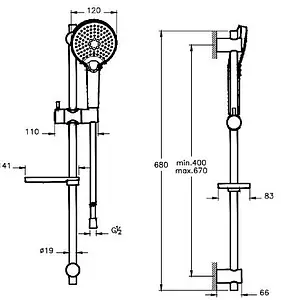 Душевая стойка VitrA Bliss чёрный матовый A4574336EXP Душевая стойка VitrA Bliss чёрный матовый A4574336EXP, 2