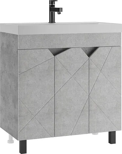 Тумба-умывальник напольный Домино Vector 80 метрополитан грей/бетон серый DV6614T+4627173210188