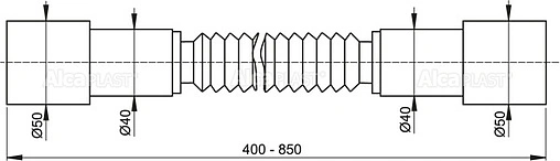 Слив гофрированный AlcaPlast 40/50x40/50мм L=400-850мм A72 Слив гофрированный AlcaPlast 40/50x40/50мм L=400-850мм A72
