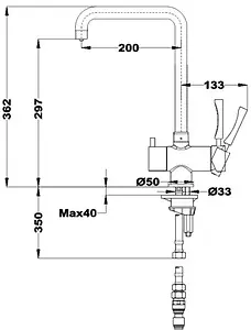 Смеситель для кухни с подключением к фильтру Teka OS 229 хром 116090000, 2