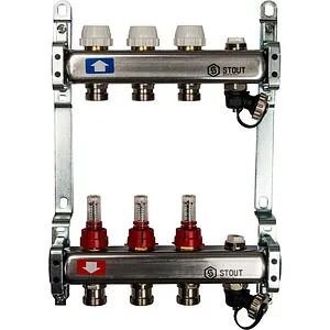 Группа коллекторная с расходомерами 6 отводов 1"в/в x ¾"ек Stout SMS-0927-000006 Группа коллекторная с расходомерами 6 отводов 1"в/в x ¾"ек Stout SMS-0927-000006, 1
