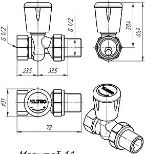 Вентиль регулирующий прямой ½" в/н Valtec VT.018.N.04 Вентиль регулирующий прямой ½" в/н Valtec VT.018.N.04, 2